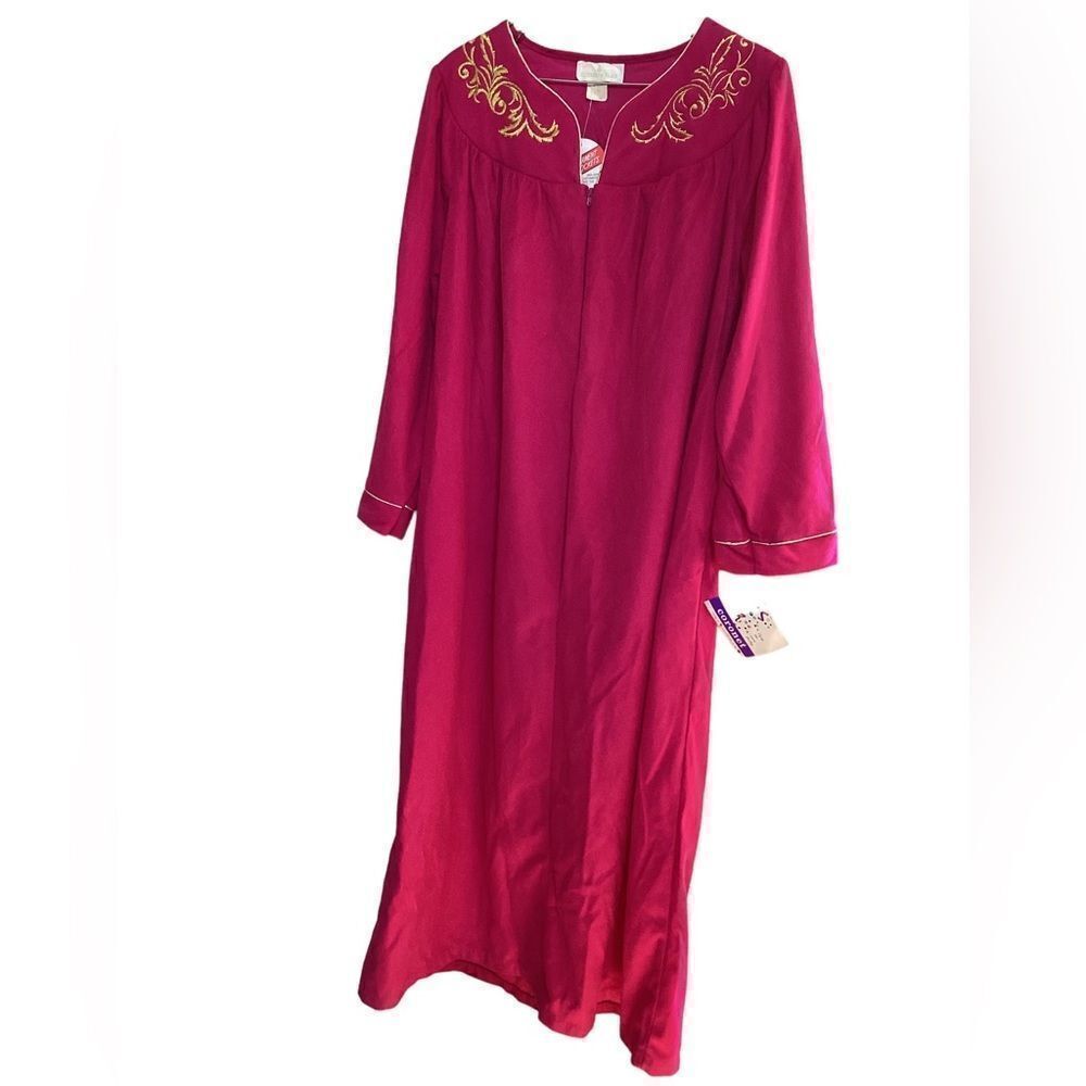 Vintage Coronet Women’s Dark Pink Full Length Velour Robe 1X